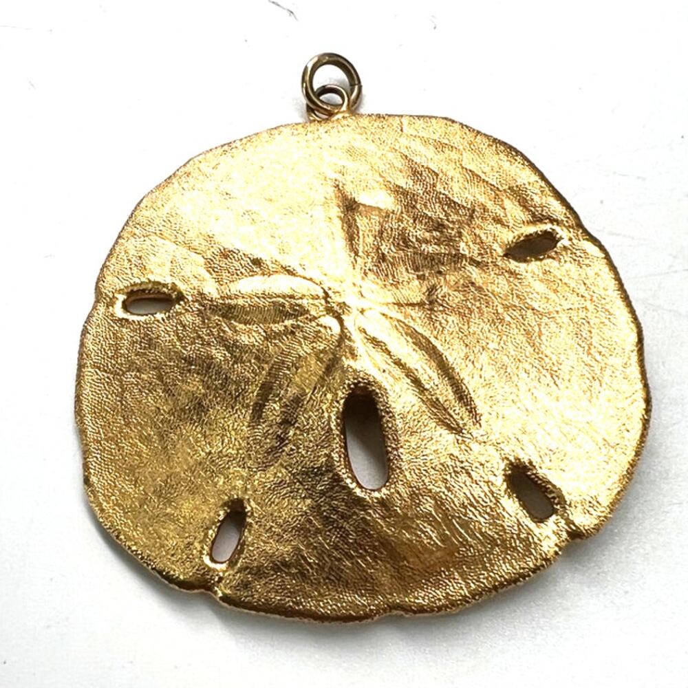 Sand dollar Necklace Pendant Gold Large 2" Statement Seashell Natural Summer